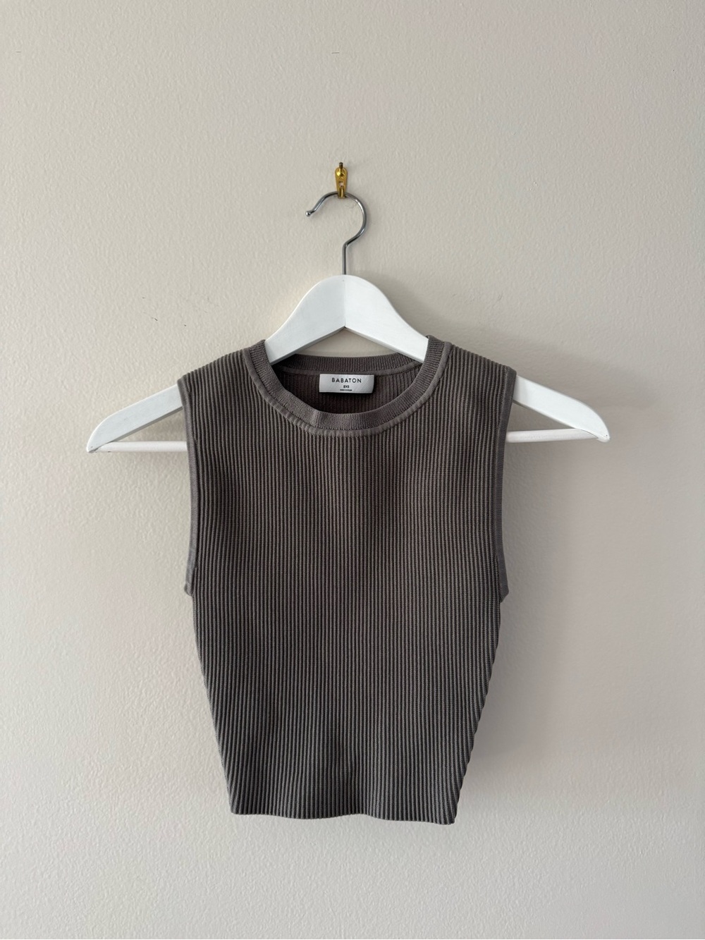 Aritzia Babaton Ribbed Tank Top in Olive Green